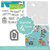 LAWN FAWN: Cheesy Christmas Add-On | Stamp, Coloring Stencil & Die Bundle