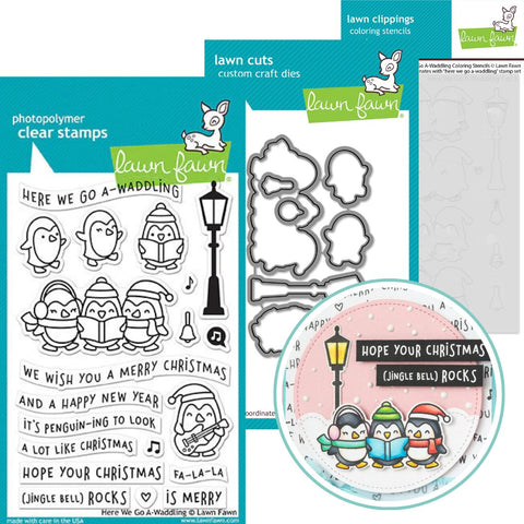 LAWN FAWN: Here We Go A-Waddling | Stamp, Die and Stencils Bundle