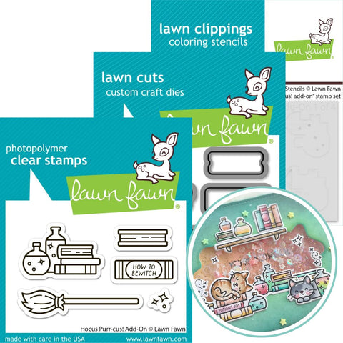 LAWN FAWN: Stamp, Die and Stencils Bundle | Hocus Purr-cus!  Add-on