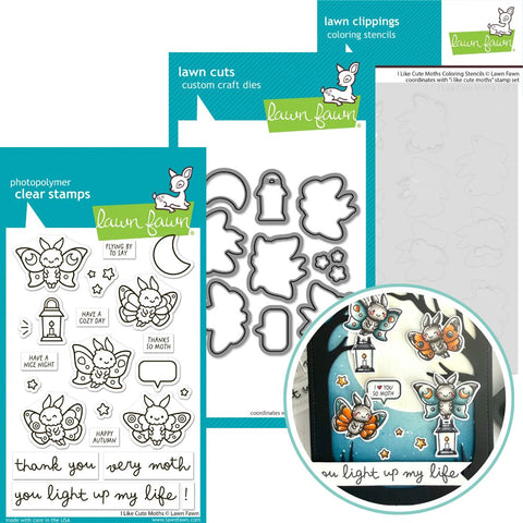 LAWN FAWN: Stamp, Die and Stencils Bundle | I Like Cute Moths