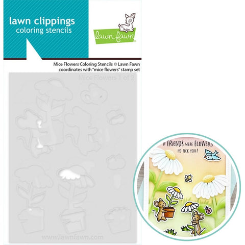 LAWN FAWN: Coloring Stencils | Mice Flowers