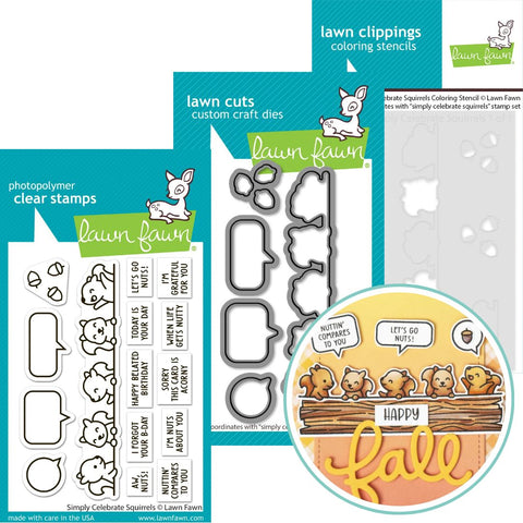 LAWN FAWN: Stamp, Die and Stencils Bundle | Simply Celebrate Squirrels