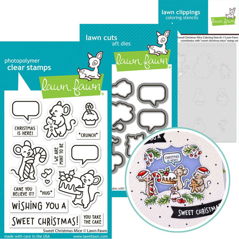 LAWN FAWN: Sweet Christmas Mice | Stamp, Die, & Stencil Bundle