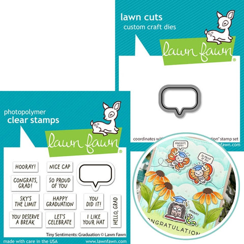 LAWN FAWN: Tiny Sentiments Graduation | Stamp & Die Bundle