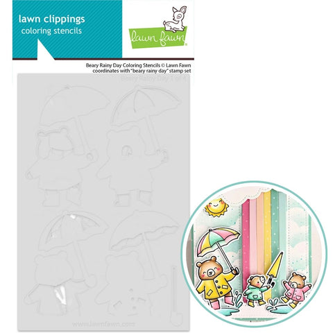 LAWN FAWN: Coloring Stencil | Beary Rainy Day