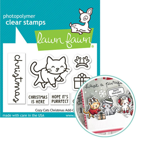 LAWN FAWN: Cozy Cats Christmas Add-on | Stamp
