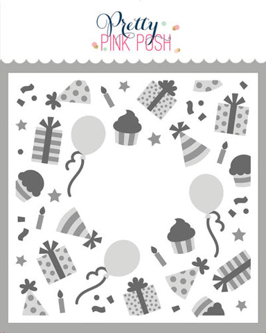 PRETTY PINK POSH:  Birthday Wreath | Layered Stencil 3PK
