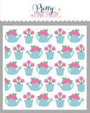 PRETTY PINK POSH: Watering Can Floral | Layered Stencil 3 PK