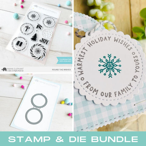 MAMA ELEPHANT: Round Tag Wishes | Stamp and Creative Cuts Bundle