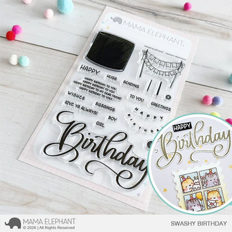 MAMA ELEPHANT: Swashy Birthday | Stamp