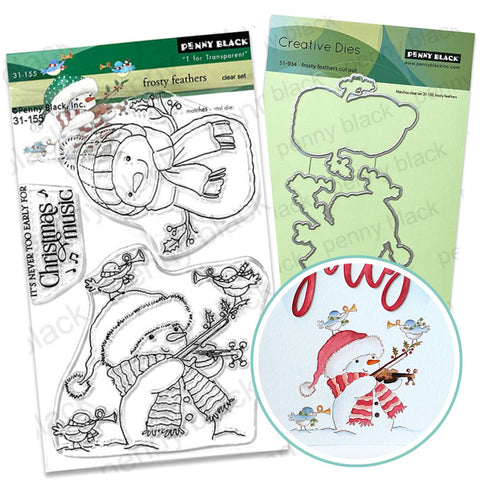 PENNY BLACK : Frosty Feathers | Stamp & Die Bundle