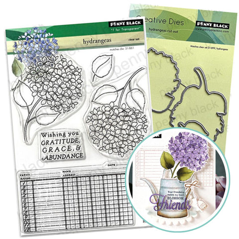 PENNY BLACK : Hydrangeas | Stamp & Die Bundle
