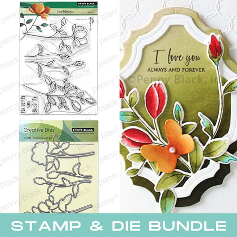 PENNY BLACK : Love Blooms | Stamp & Die Bundle