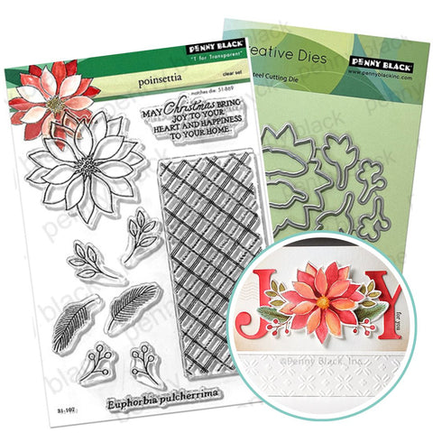 PENNY BLACK : Poinsettia | Stamp & Die Bundle