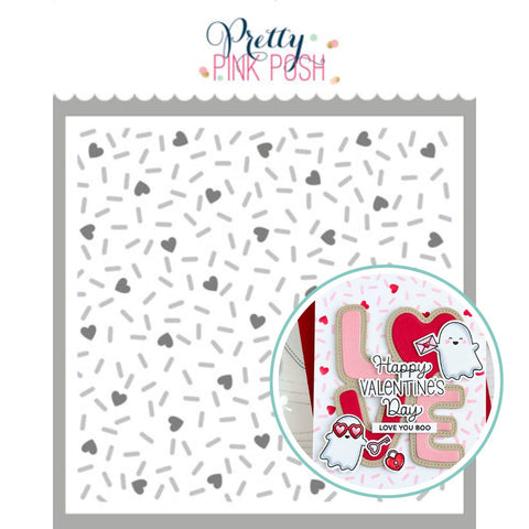 PRETTY PINK POSH: Heart Sprinkles | Layered Stencil 2PK