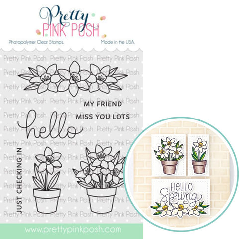 PRETTY PINK POSH:  Potted Daffodils | Stamp