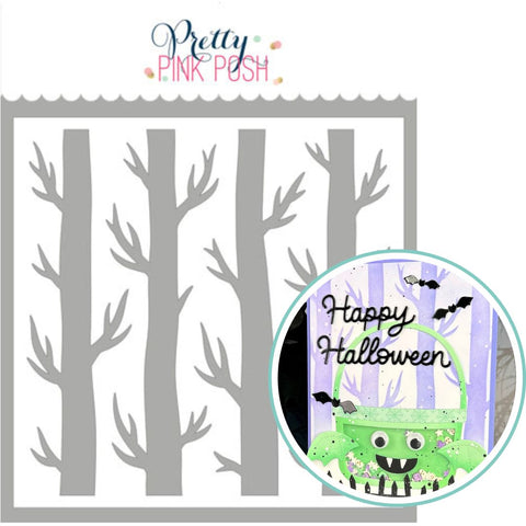 PRETTY PINK POSH: Spooky Trees Background | Stencil