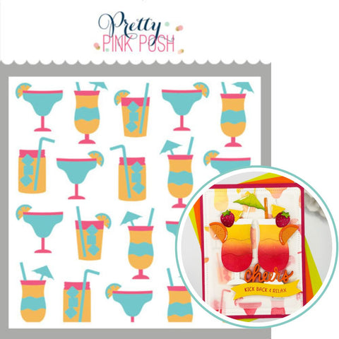 PRETTY PINK POSH: Layered Stencil 3PK | Summer Drinks