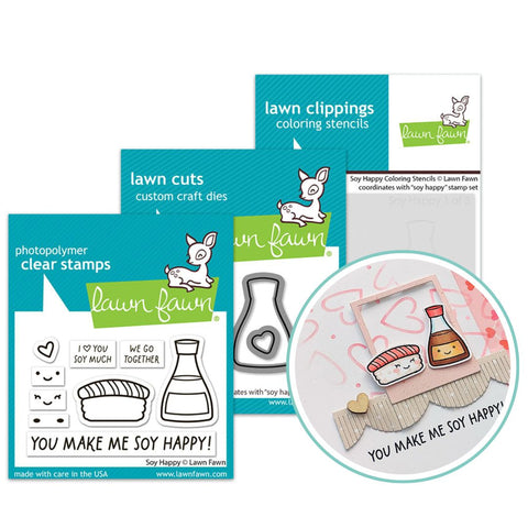 LAWN FAWN: Soy Happy | Stamp, Die and Stencils Bundle