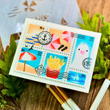 WAFFLE FLOWER: Postage Collage Beach Days | Stencil