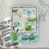 WAFFLE FLOWER: Postage Collage The Pond | Stencil