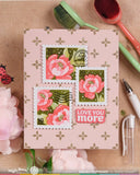 WAFFLE FLOWER: Postage Collage Peony | Stencil