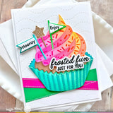 WAFFLE FLOWER: Hey Cupcake Sentiments | Combo Stamp & Die