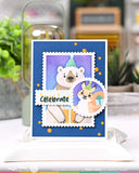 WAFFLE FLOWER: Nesting Postage Collage Party Bear | Stencil