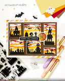 WAFFLE FLOWER: Stamp | Postage Collage Haunted House Silhouettes