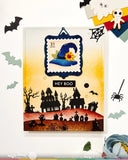 WAFFLE FLOWER: Stamp | Postage Collage Haunted House Silhouettes