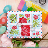 WAFFLE FLOWER: Postage Collage Rose | Stencil