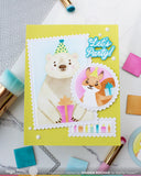 WAFFLE FLOWER: Nesting Postage Collage Party Bear | Stencil
