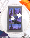 WAFFLE FLOWER: Stamp | Postage Collage Haunted House Silhouettes