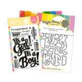 WAFFLE FLOWER: Stamp & Die Combo | Baby Announcement Sentiments