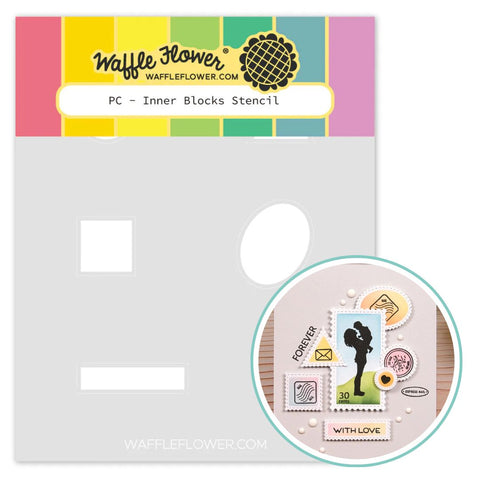 WAFFLE FLOWER: Stencil | Postage Collage Inner Blocks
