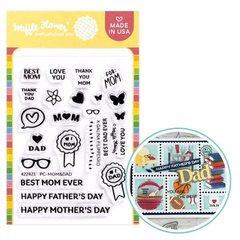 WAFFLE FLOWER: Stamp | Postage Collage Mom & Dad Details