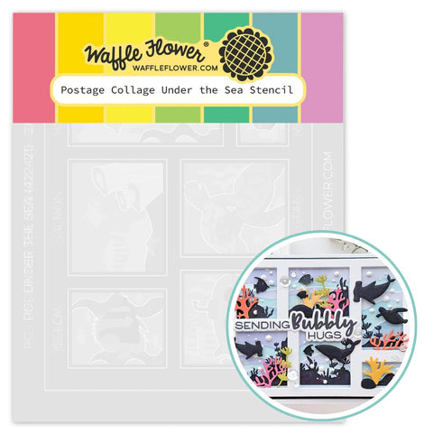 WAFFLE FLOWER: Stencil | Postage Collage Under The Sea