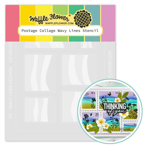 WAFFLE FLOWER: Stencil | Postage Collage Wavy Lines