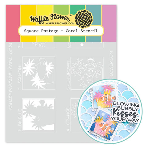 WAFFLE FLOWER: Stencil | Square Postage Coral