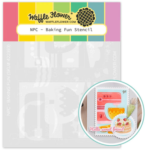 WAFFLE FLOWER:  Stencil |  Nesting Postage Collage | Baking Fun
