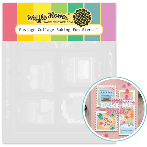 WAFFLE FLOWER: Stencil | Postage Collage Baking Fun