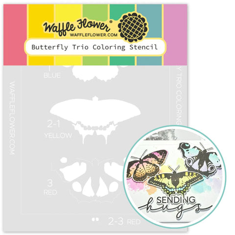 WAFFLE FLOWER: Butterfly Trio | Coloring Stencil