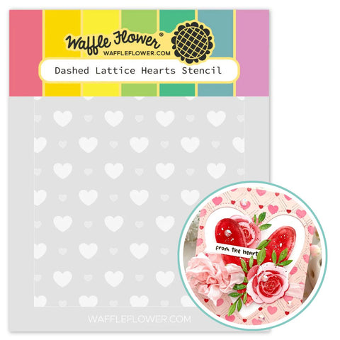 WAFFLE FLOWER: Dashed Lattice Hearts | Stencil