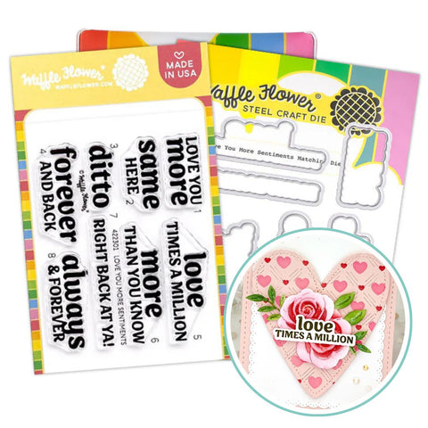 WAFFLE FLOWER: Love You More Sentiments | Combo Stamp & Die