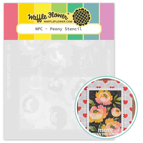 WAFFLE FLOWER: Nesting Postage Collage Peony | Stencil