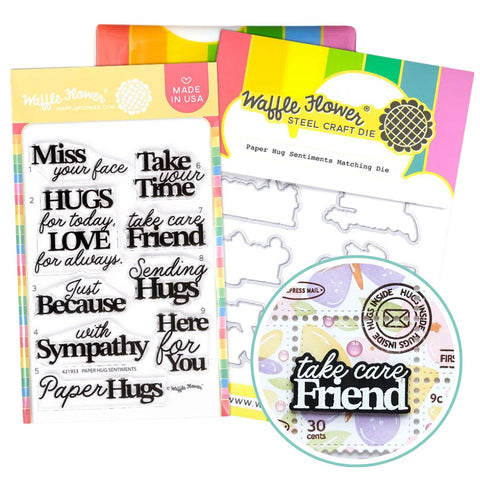 WAFFLE FLOWER: Paper Hug Sentiments | Combo Stamp & Die