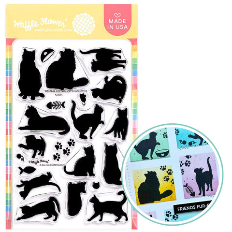 WAFFLE FLOWER: Postage Collage Cat Silhouettes | Stamp
