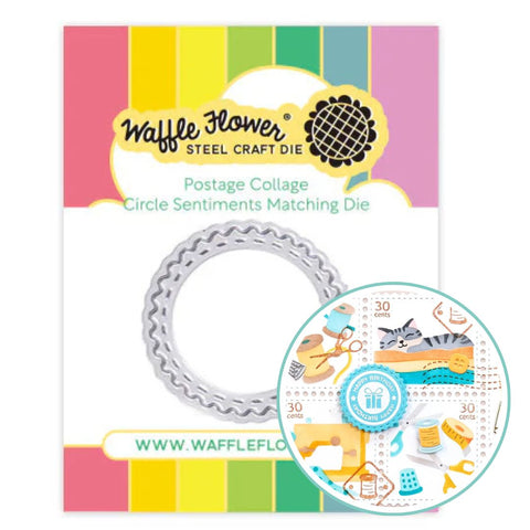 WAFFLE FLOWER: Postage Collage Circle Sentiments | Die