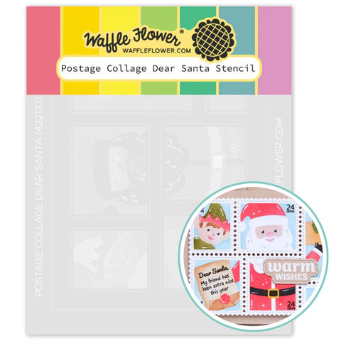 WAFFLE FLOWER: Postage Collage Dear Santa | Stencil