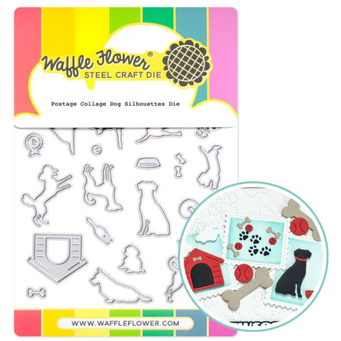 WAFFLE FLOWER: Postage Collage Dog Silhouettes | Die